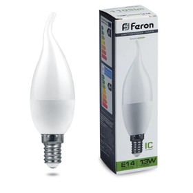 Лампа светодиодная FERON, (13W) 230V E14 4000K С37T, LB-970