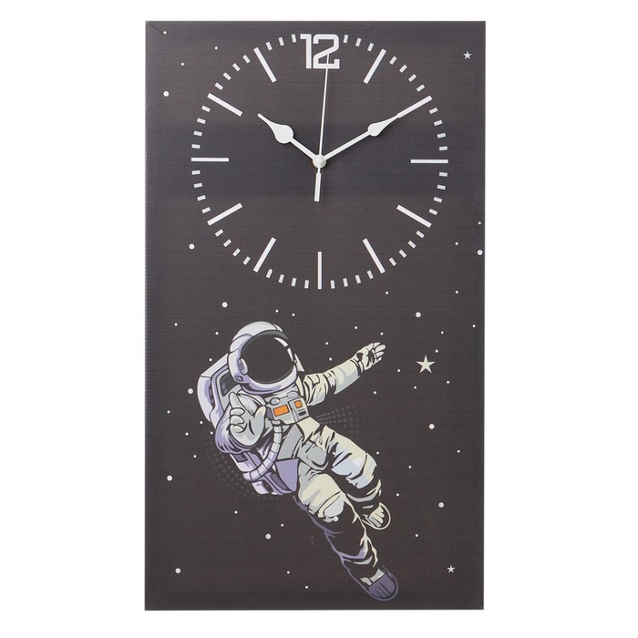 Часы-картина настенные "Космонавт", плавный ход, 35 х 60 см, АА - фото 1906515480