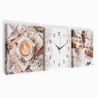 Часы - картина настенные «Кофе», модульные, бесшумные, 35×110 см, триптих - Фото 3