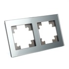 Рамка 2-местная, стекло, STEKKER серия Катрин, GFR00-7002-03, серебро - фото 8104057