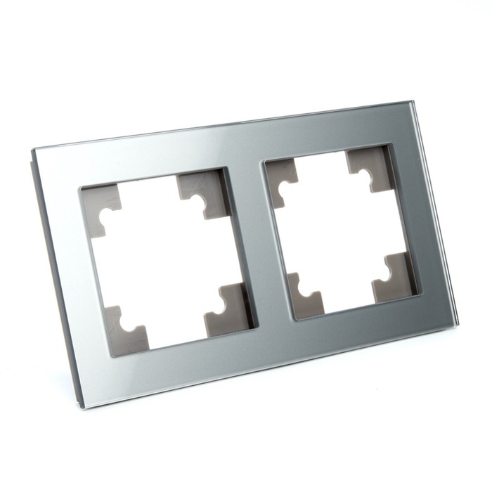 Рамка 2-местная, стекло, STEKKER серия Катрин, GFR00-7002-03, серебро