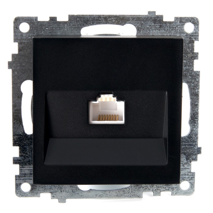 Розетка компьютерная одноместная, RJ-45, STEKKER серия Катрин, GLS00-7107-05, чёрная - Фото 1