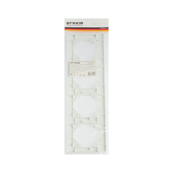 Рамка четырехместная горизонтальная, STEKKER серия Эрна, PFR00-9004-01, белый