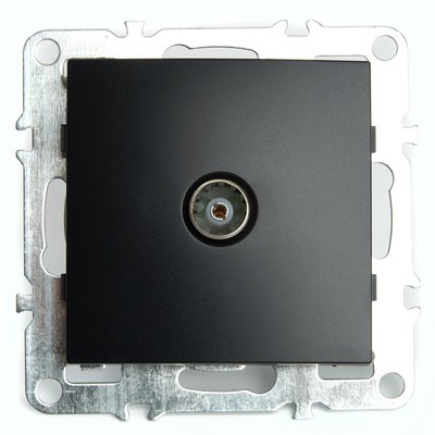 Розетка телевизионная одноместная, 75 Ом, STEKKER серия Эрна, PST00-9108-03, чёрная