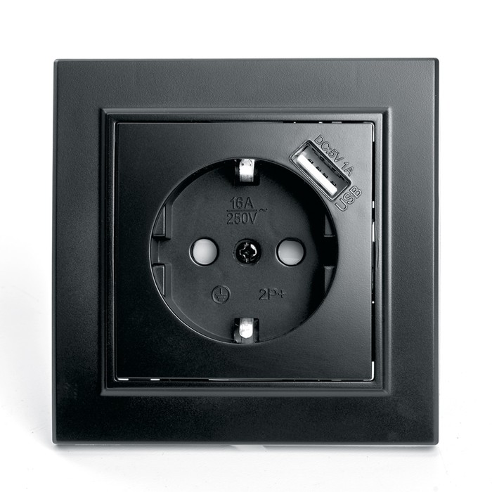 

Розетка 1-местная с/з 250В, 16А с защитной шторкой и с USB, STEKKER Эрна,PST16-9011-03,черны 1022447