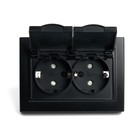 Розетка 2-местная с/з с крышкой, STEKKER серия Эрна, PST16-9015-03, черный - фото 23365535