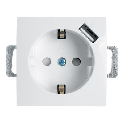 Розетка STEKKER, серия Эрна, USB, одноместная, с заземлением, белая, PST16-9111-01