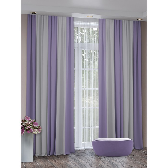 Комплект штор «Канвас», размер 270x300 см, 2 шт, цвет фиолетовый серый