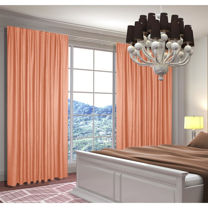 Комплект штор, размер 150x250 см, 2 шт, цвет персиковый - Фото 1