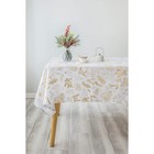 Скатерть Arya Home Poinsettia, размер 160x220 см, цвет белый, золотистый - Фото 1
