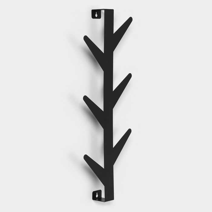 Вешалка настенная «Березка», 60,5×23,5×5,5 см, цвет чёрный - Фото 1