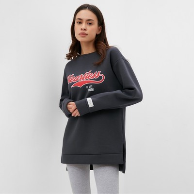 Свитшот женский удлинённый с начёсом MIST Cozy style, цвет графит, размер 42