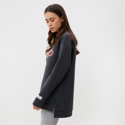 Свитшот женский удлинённый с начёсом MIST Cozy style, цвет графит, размер 42