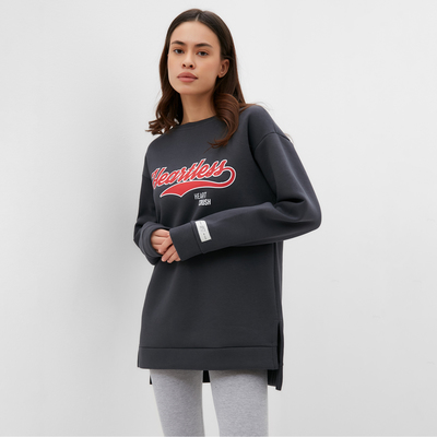 Свитшот женский удлинённый с начёсом MIST Cozy style, цвет графит, размер 48