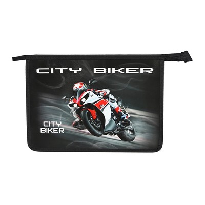 Папка для тетрадей А4, 340×245×50 мм, молния сверху, объемный 3D рисунок, «Сити байкер»