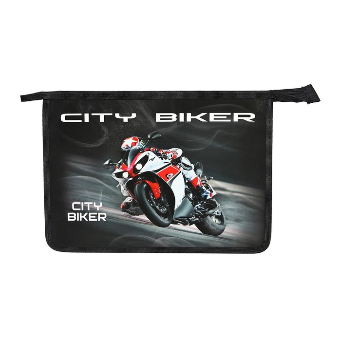 Папка для тетрадей А4, 340×245×50 мм, молния сверху, объемный 3D рисунок, «Сити байкер» - Фото 1