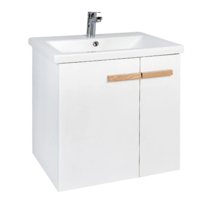 Тумба подвесная VIANT «Мюнхен» 2 створки, с раковиной COMO 70, 425×655×620 мм, цвет белый