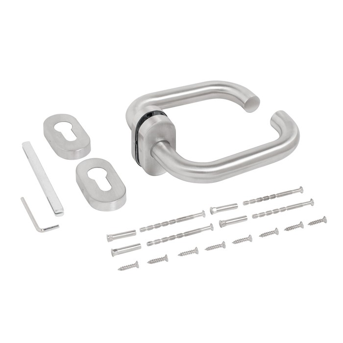 Комплект ручек БУЛАТ с узкой накладкой, 02У.09НС AISI 304 INOX нержавеющая сталь - Фото 1