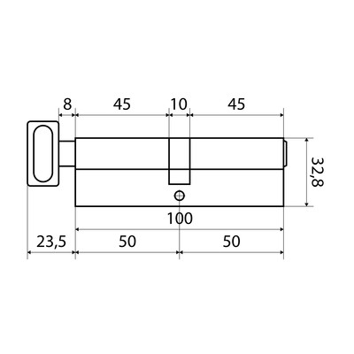 Цилиндровый механизм Стандарт MAX, 100 мм (50×50 В), 5 ключей, ключ/вертушка, матовый никель