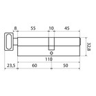 Цилиндровый механизм Стандарт MAX, 110 мм (50×60 В), 5 ключей, ключ/вертушка, матовый никель  (артикул 10248141)  большой выбор товаров оптом и в розницу по низким ценам с доставкой