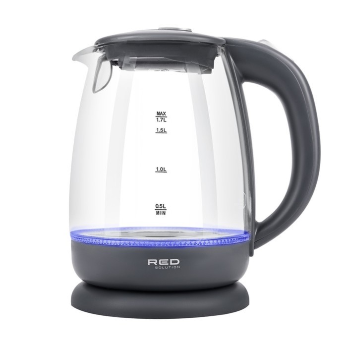 Чайник электрический RED Solution RK-G185, стекло, 1.7 л, 2200 Вт, чёрный - Фото 1