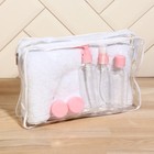 Набор банный, в косметичке, 7 предметов (полотенце 70 × 140 см, бутылочки 3 шт, баночки 2 шт, лопатка) , цвет белый/розовый - Фото 12