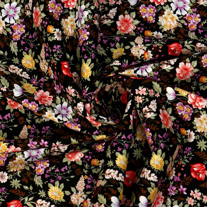 Лоскут, мелкий цветочек на красном хлопке, 100 × 150 см - Фото 1