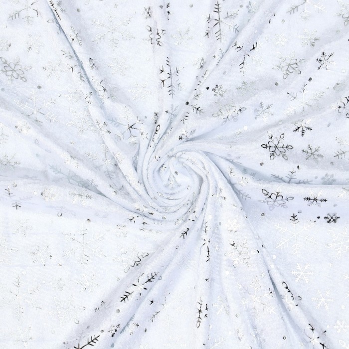Лоскут велюра с новогодним нанесением «Мелкие снежинки», 50 × 50 см - Фото 1