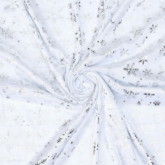 

Лоскут «Велюр» с новогодним нанесением, мелкие снежинки, 100 × 150 см