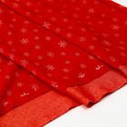 Лоскут Велюр на красном фоне, белые снежинки, 60 × 50 см - фото 3645171