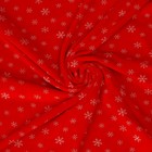 Лоскут Велюр на красном фоне белые снежинки, 100*180см - фото 4052310