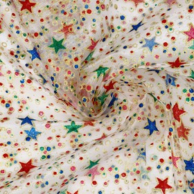 Лоскут органзы, звёзды и горох, 100 × 150 см