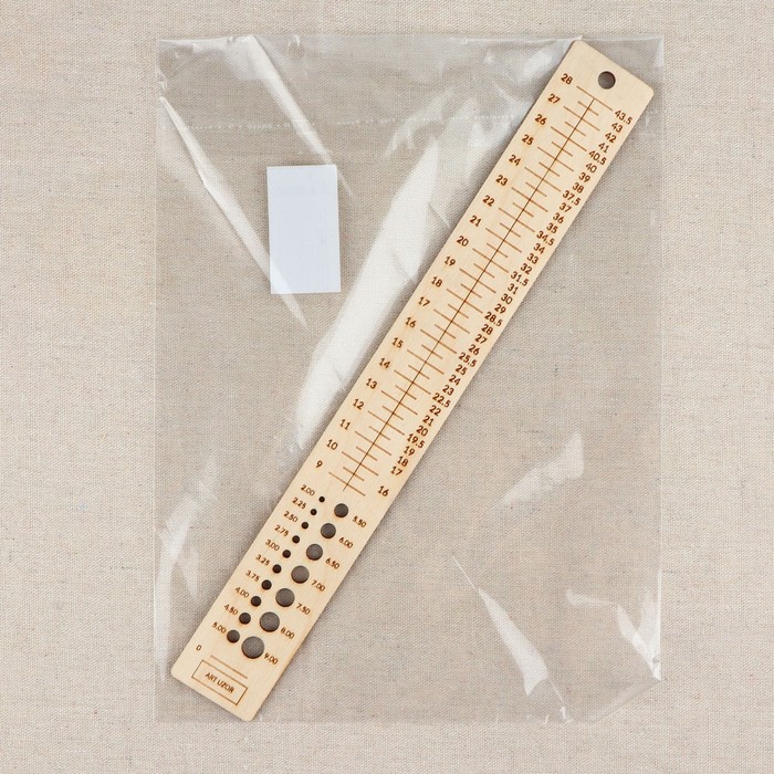Линейка для определения размера ноги и шаблон для определения размера спиц для вязания, 31,3 × 4 см
