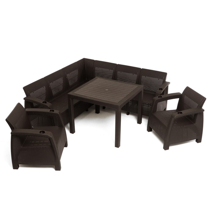 Набор садовой мебели "Ротанг": диван угловой, стол + 2 кресла