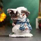 Подсвечник "Снеговичок со свечкой" 12см - фото 23402289