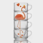 Набор кружек стеклянных «Фламинго», 4 предмета: 420 мл - фото 5643056