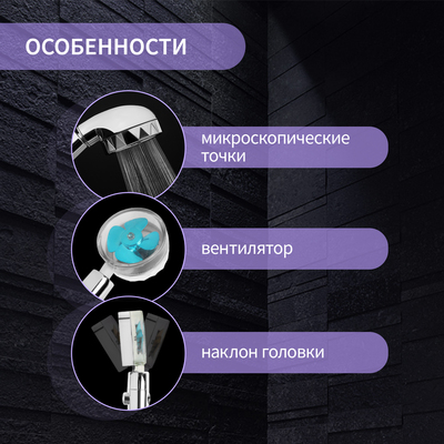 Лейка для душа ZEIN Z2349, с вентилятором, 1 режим, пластик/нержавеющая сталь, синий/хром