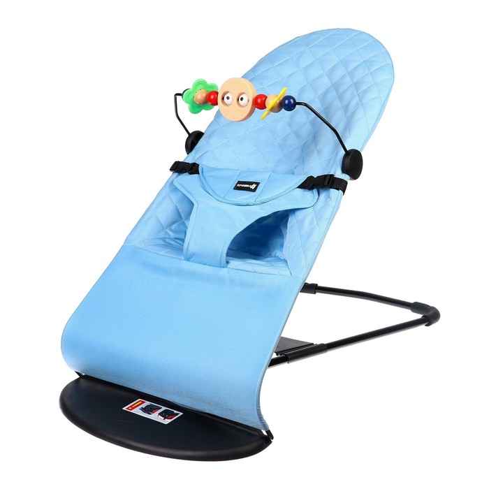 Шезлонг детский, кресло - качалка с игрушками для новорождённых «Крошка Я», цвет голубой