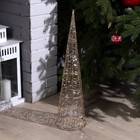 Светодиодная фигура «Конус золотистый» 17 × 60 × 17 см, металл, батарейки АААх3 (не в комплекте), свечение тёплое белое - фото 24131843