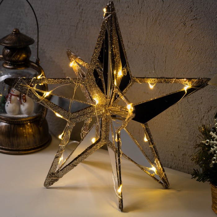 Светодиодная фигура «Звезда» 28 см, металл, батарейки АААх3 (не в комплекте), свечение тёплое белое - фото 1907964109