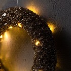 Светодиодная фигура «Венок золотистый» 30 см, металл, батарейки ААх2 (не в комплекте), свечение тёплое белое - фото 8981479