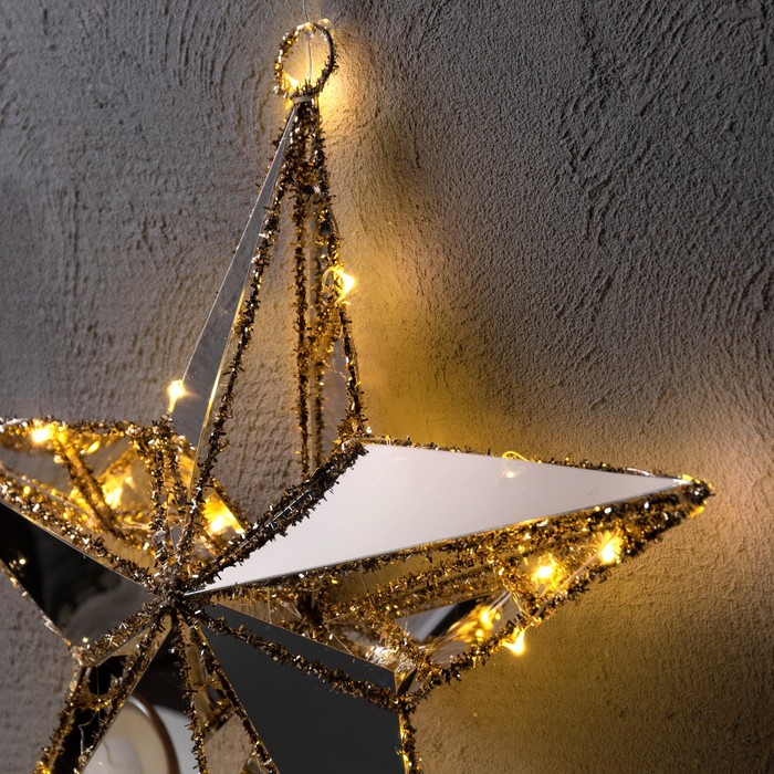 Светодиодная фигура «Звезда» 40 см, металл, батарейки ААх2 (не в комплекте), свечение тёплое белое - фото 1907964124