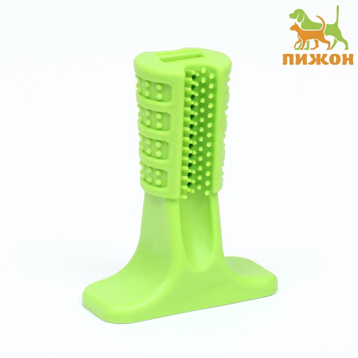 Игрушка для собак с отверстием для зубной пасты "Зубная щетка" 12,5 см, зелёная - Фото 1