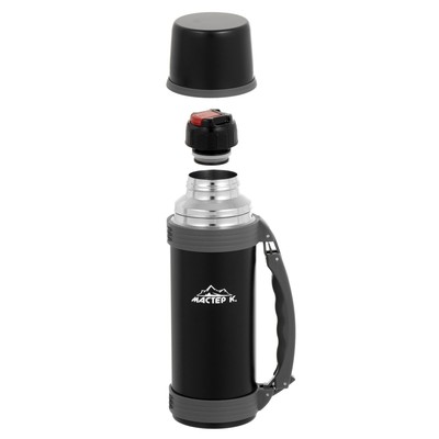 Термос Мастер К «Тропа», 1.2 л, с кружкой, сохраняет тепло 24 ч, нержавеющая сталь, чёрный