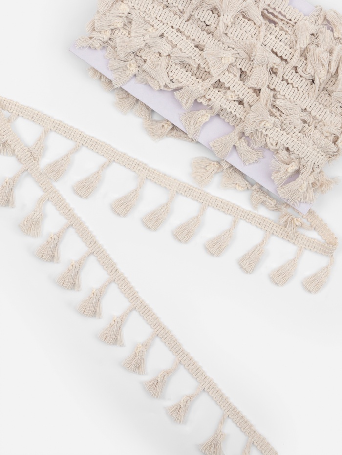 Тесьма декоративная «Бахрома», 45 мм, 10 ± 1 м, цвет бежевый - Фото 1