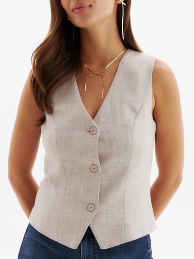 Жилет на пуговицах женский MIST, размер 42, бежевый