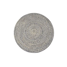 Экоковрик джутовый круглый, размер 100х100 см, цвет чёрный, серый