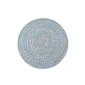Экоковрик джутовый круглый, размер 60х60 см, цвет синий