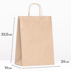 Пакет бумажный крафт 90 г/м², круглая ручка 24×14×33.5 см - Фото 2