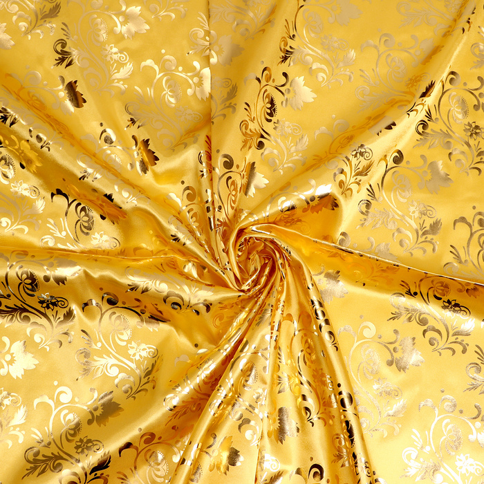 Лоскут атласа, бежевый с золотым узором, 100 × 150 см - Фото 1